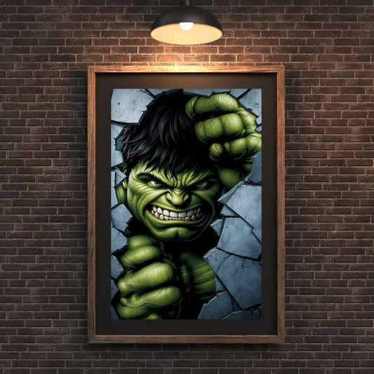 Affiche Hulk – Impression Marvel avec le super-héros en action, décoration murale dynamique.