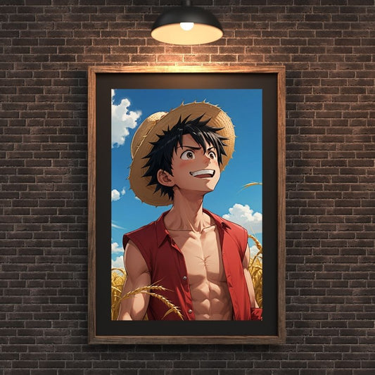 Affiche One Piece – Luffy, décoration murale inspirante pour les fans de manga.
