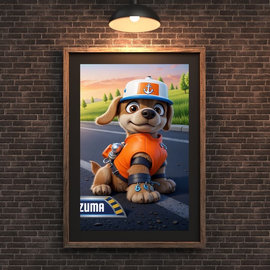 Affiche Zuma – Décoration murale colorée pour enfants inspirée de la Pat’ Patrouille.