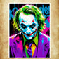 Design Joker avec des couleurs éclatantes et un style pop art captivant.