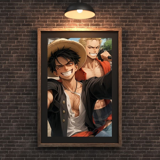 Poster Luffy et Ace, décoration murale idéale pour les fans de One Piece.